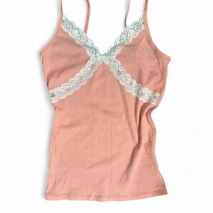Pink Lace Trim Cami Top